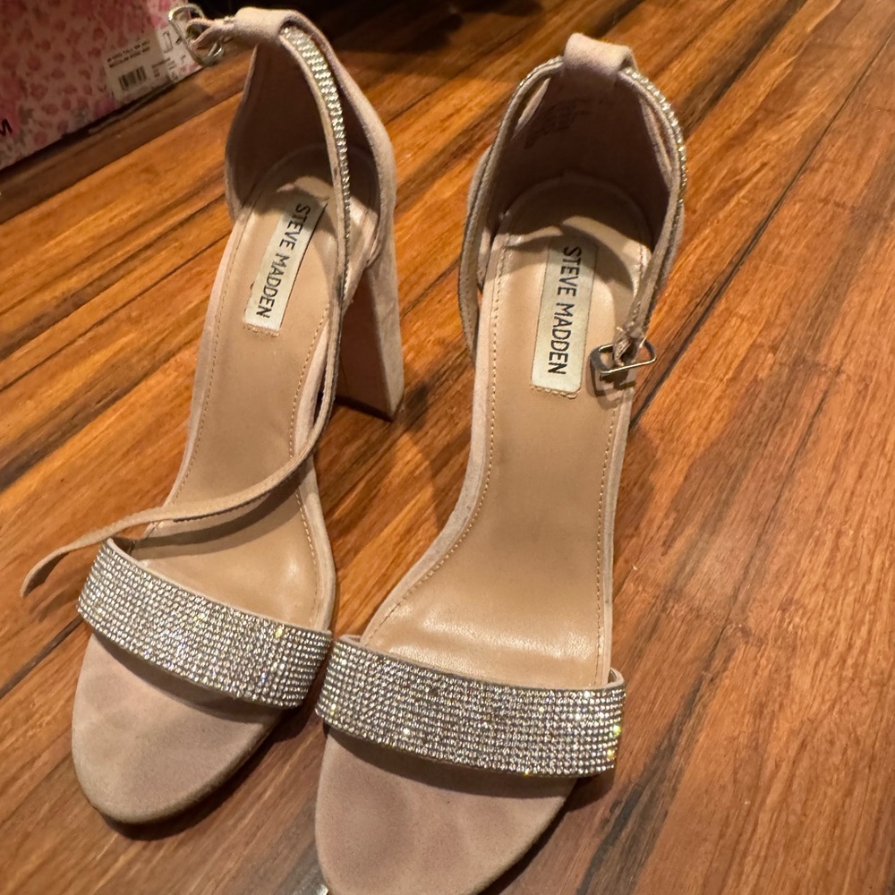 Steve Madden Nude Rhinestone Heels